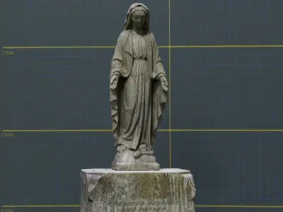 Gravestone Statue with open hands Low-poly 3D model