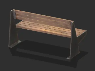 Bench 06 Low Poly PBR Realistic Low-poly 3D model