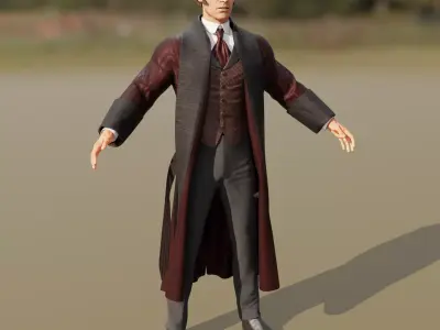 Sherlock Holmes  - Victorian Gentleman - Body and Face Rigged  Low-poly 3D model
