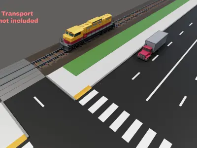 City Roads Tiles Asset Pack Low-poly 3D model