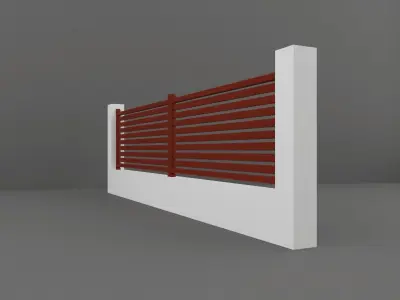 Fence with slats Low-poly 3D model