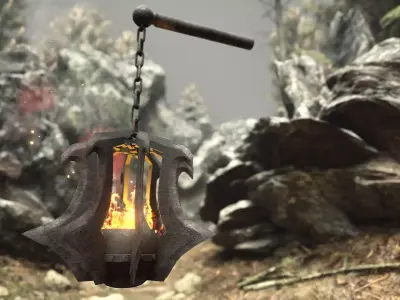 Hanging Torch Low-poly 3D model