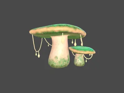 Fantasy Mushroom C09 Green Orange - Scene Backdrop Design Low-poly 3D model