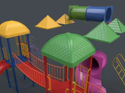 PBR Playground Outdoor Jungle Gym 14 Low-poly 3D model