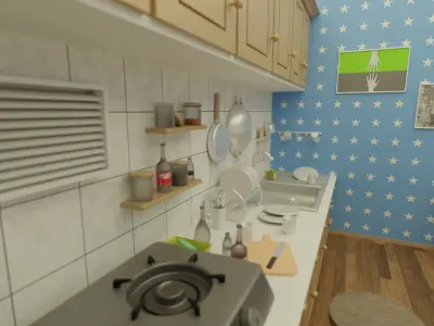 Home Kitchen Interior Environment Cartoon Style 3D model