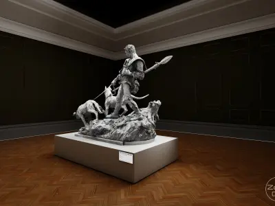 Art Museum Gallery Interior 8 - Textured - UE5 - Blender Low-poly 3D model