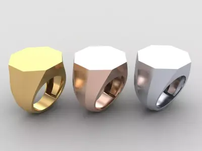 octagonal Signet Ring Base 20 MM top in All sizes 262-MWC  3D print model