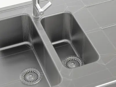 Sink and Faucet Low-poly 3D model
