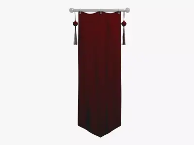 Flag 3d maroon curtain with tassels 3D model