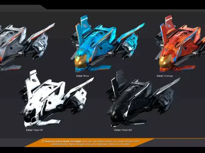 SPARROW Fighter Spacecraft  Low-poly 3D model