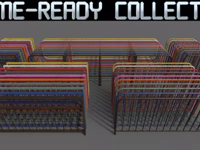 PBR Pedestrian Guard Rail Clean-Rusty 3D Model Pack