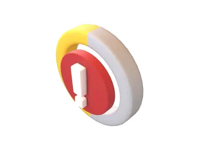 Battery Circle with Exclamation Mark Symbol v1 008 Low-poly 3D model