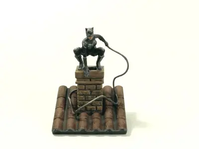 Catwoman 3d Model batman on roof of chimney 3D print model