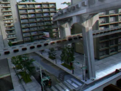 Big city super detailed in high-low poly 3D model