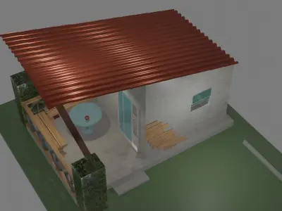 Bungalow House Thailand Low-poly 3D model