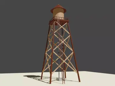 Water Tower Old West - Caixa de agua Low-poly 3D model