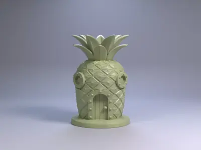 Pineapple House Pen Holder Tropical Desk Organizer STL File 3D 3D print model