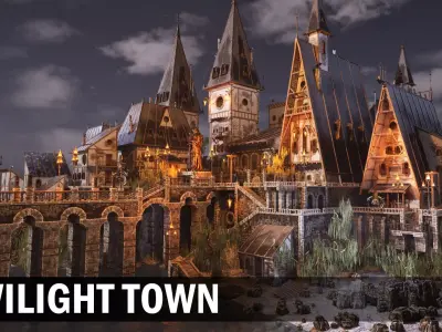 Twilight town Low-poly 3D model