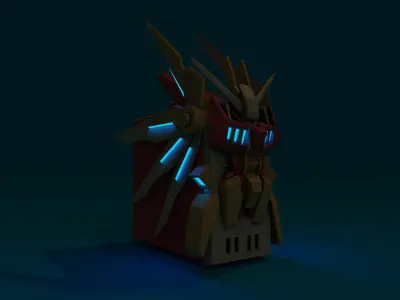 Custom pc case gundam mech cyber style computer lowpoly rgb Low-poly 3D model