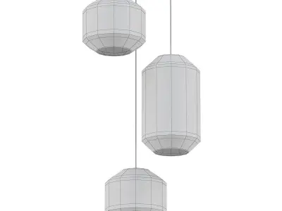 Chamber three glass pendant lights 3D model