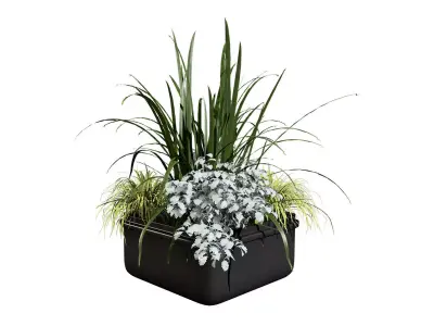 Urban Street Planter with Colorful Flowers Low-poly 3D model