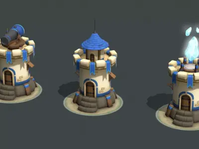 Medieval tower turret Alliance Low-poly 3D model