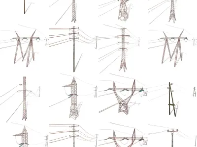 Electricity Pole Weathered Pack 3D model