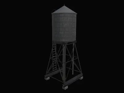 Water Tank Low-poly 3D model 10