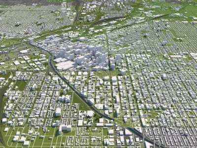 Denver 50x50km City 3D Map 3D model