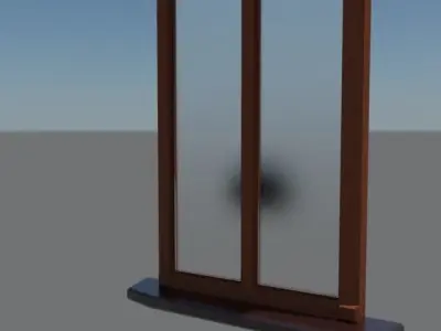 window low poly model wooden door with glass Free low-poly 3D model