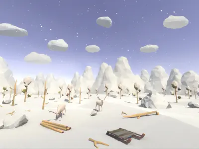 Low Poly Winter Landscape Full Packs Low-poly 3D model