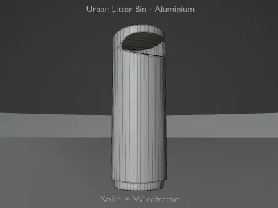 Urban Litter Bin - Aluminium Low-poly 3D model
