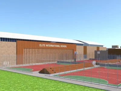 high school  exterior-interior 3D model