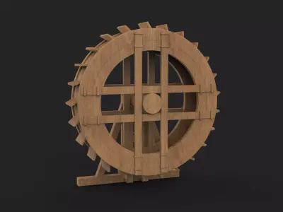 wooden water wheels 06 3D model