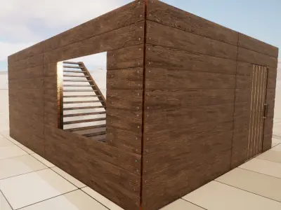 Pack of structures  Rock Metal Wood Low-poly 3D model