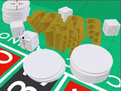 Casino 3d model table with dice and chips 3D model