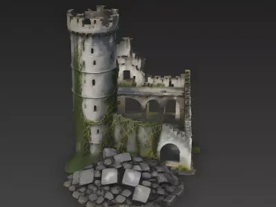 Ancient Castle Ruins 3D Model Low-poly 3D model