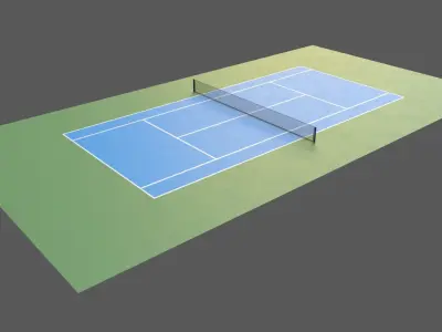 PBR Tennis Court Floor and Net Low-poly 3D model