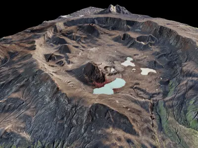 Okmok Caldera 3d model terrain 3D model