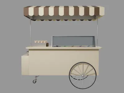 Stylized Ice Cream Cart Low-poly 3D model