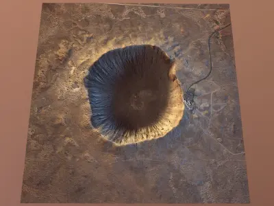 Barringer Crater Meteorite Crater Desert Dunes Rocks Terrain  Low-poly 3D model