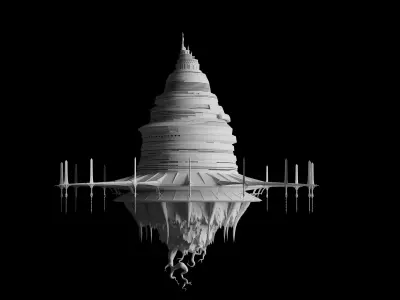Aincrad 3D Model metal structure with spikes 3D model