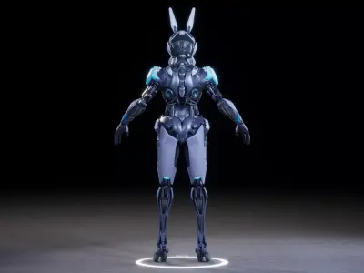 CYBER MECHA RABBIT Low-poly 3D model
