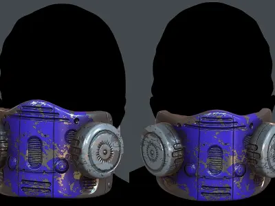 Gas mask helmet 3d model scifi Low-poly  Low-poly 3D model 476