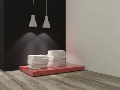 modern bathroom with parquet floor 3D model