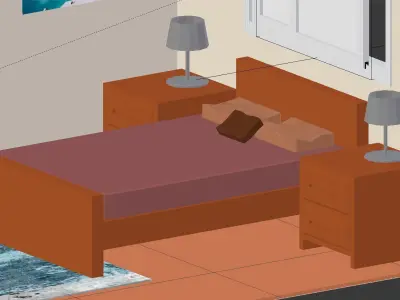 Bedroom assets Low-poly 3D model