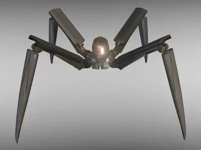 Rigged and Animated Gun Robot Low-poly 3D model