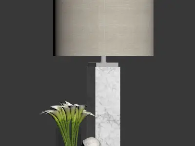 Square Column Marble Table lamp  3D model
