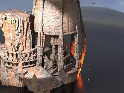 Ancient Kali Shiva Stone Ruins 3D model