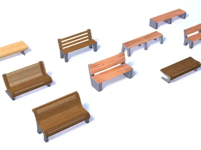 Pack of benches 3D model